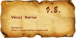 Vécsi Barna névjegykártya